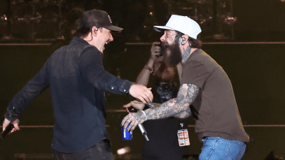 Morgan Wallen and Post Malone perform at the T-Mobile Mane Stage during the 2024 Stagecoach Festival at Empire Polo Club on April 28, 2024 in Indio, California.