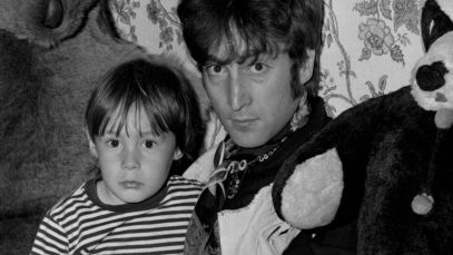 Julian Lennon sits in John Lennon's lap