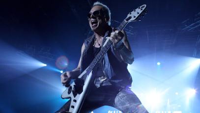Rudolf Schenker of German rock band Scorpions whose biopic will film later this year performs during the 'Sting In The Tail' tour on May 8, 2010 in Munich, Germany.