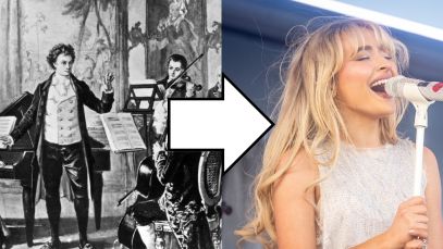 Composite image of Beethoven and Sabrina Carpenter