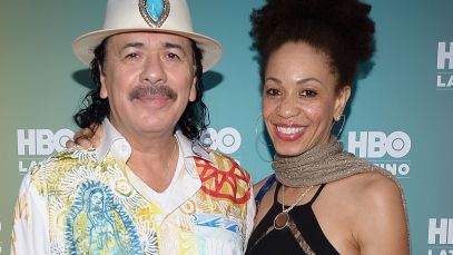 Carlos Santana and Cindy Blackman smile side by side