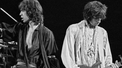 Mick Jagger and Keith Richards of the Rolling Stones performing