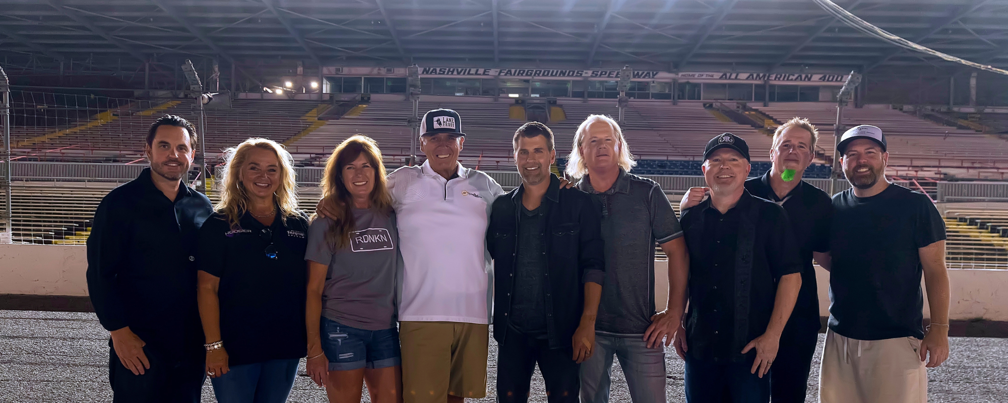 Manager Cole Johnstone, Nashville Motor Speedway’s Gina Knowles, Brown Lee Entertainment’s Nancy Lee and Dewayne Brown, Heartlands Lance Horton, Craig Anderson, Mike Myerson, Todd Anderson and Video Director Justin Mayotte