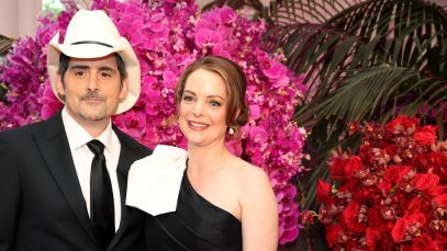 Musician Brad Paisley, left, and Kimberly Williams-Paisley arrive to attend a state dinner in honor of Kenya's president William Ruto hosted by US President Joe Biden and First Lady Jill Biden at the White House in Washington, DC, US, on Thursday, May 23, 2024. An American president is hosting a state visit for an African leader for the first time in 16 years, as the world's biggest economy struggles to build influence on a continent forging closer relations beyond Washington's top competitors China and Russia. Photographer: Tierney L. Cross/Bloomberg via Getty Images