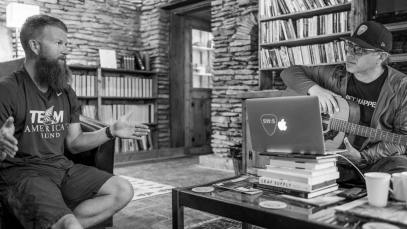 Retired US Arm Staff Sergeant Kyle Welch and Jay Clementi during a Songwriting with Soldiers retreat