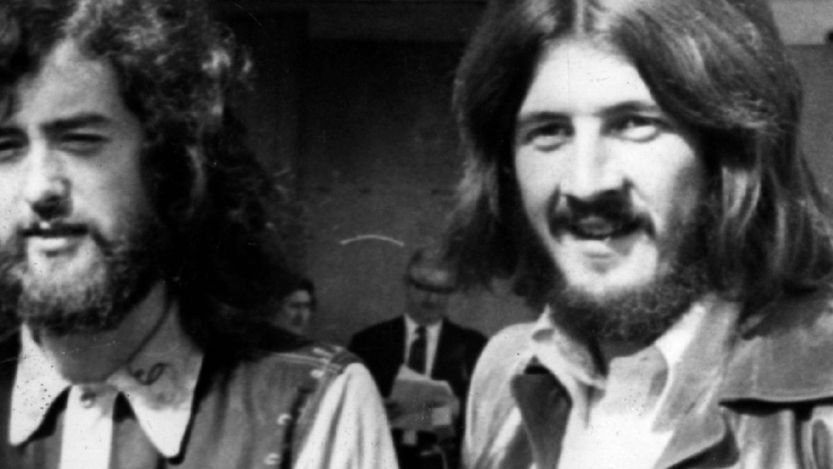 Jimmy Page and John Bonham sit together