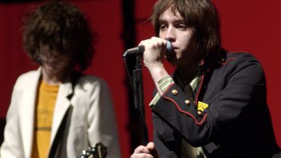 Mainstream indie rock band The Strokes performing