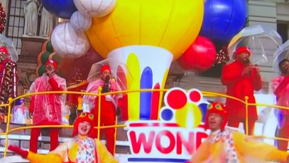 The Temptations Bring Sunshine on a Cloudy Day with "My Girl" Aboard the Wonder Bread Wondership Float at Macy's Thanksgiving Day Parade