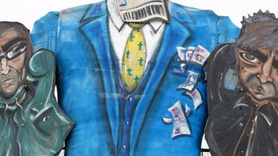 Liam and Noel Gallagher effigies before they were burned