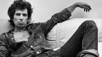 Keith Richards posing on couch