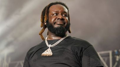 T-Pain scowling on stage