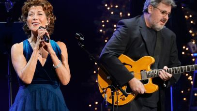 Amy Grant and Vince Gill performing