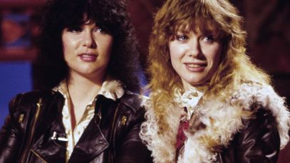 Ann and Nancy Wilson of Heart posing together