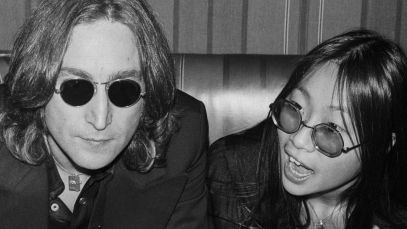 John Lennon sits with May Pang during lost weekend phase