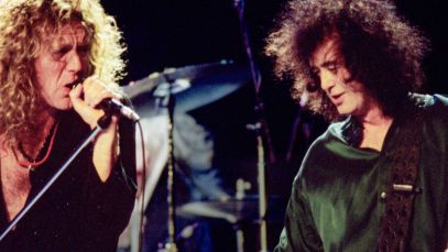 Robert Plant and Jimmy Page of Led Zeppelin performing
