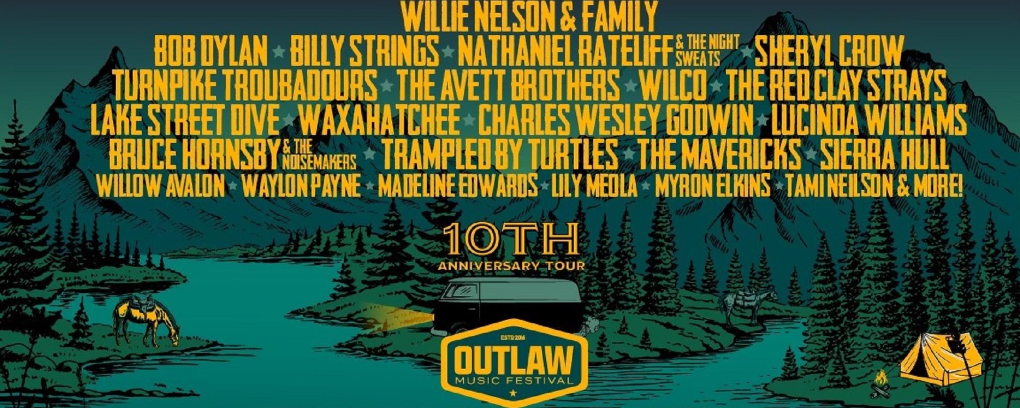 On the Road Yet Again: Willie Nelson Announces 2025 Outlaw Music Festival Tour Dates, Featuring Bob Dylan, Sierra Hull, Billy Strings, & More