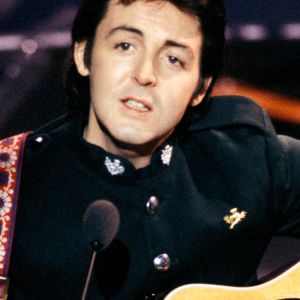 Paul McCartney of the Beatles performing