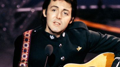 Paul McCartney of the Beatles performing