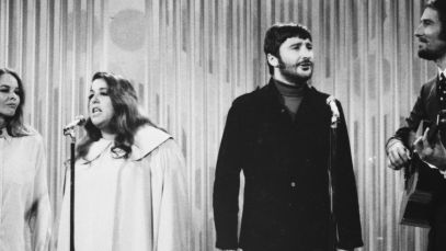 Mamas and the Papas performing, group behind medley track "I Call Your Name"