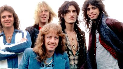 Aerosmith band posing together