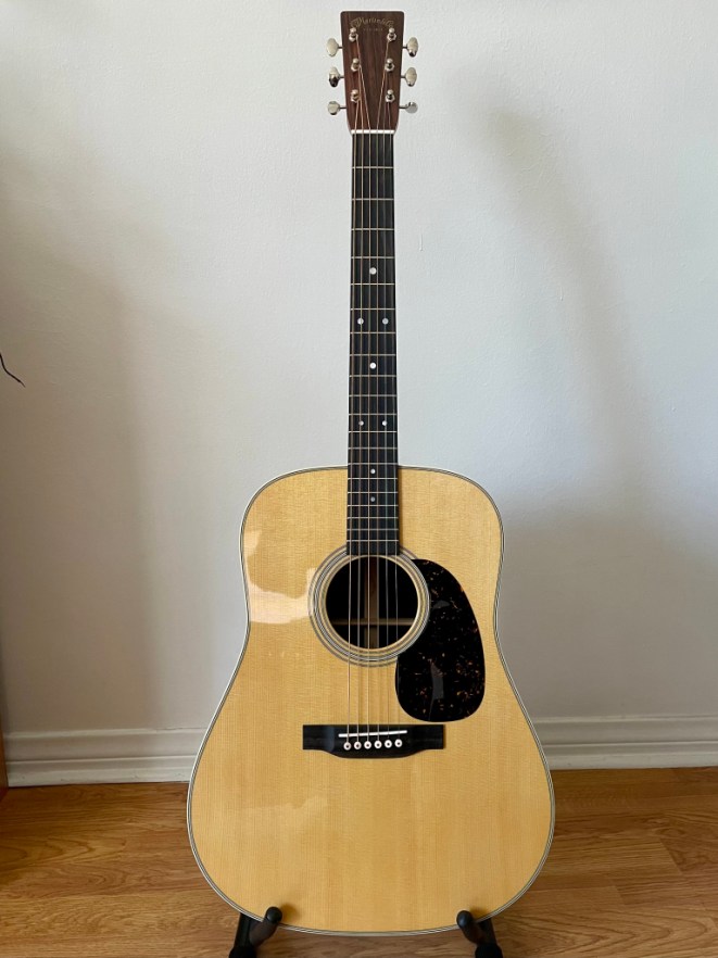 Close up of the Martin D28 guitar