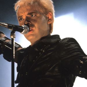 Gary Numan, one-hit wonder artist from 1980, performing
