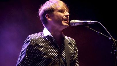 Franz Ferdinand frontman Alex Kapranos performing