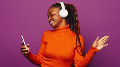 Woman listening to music