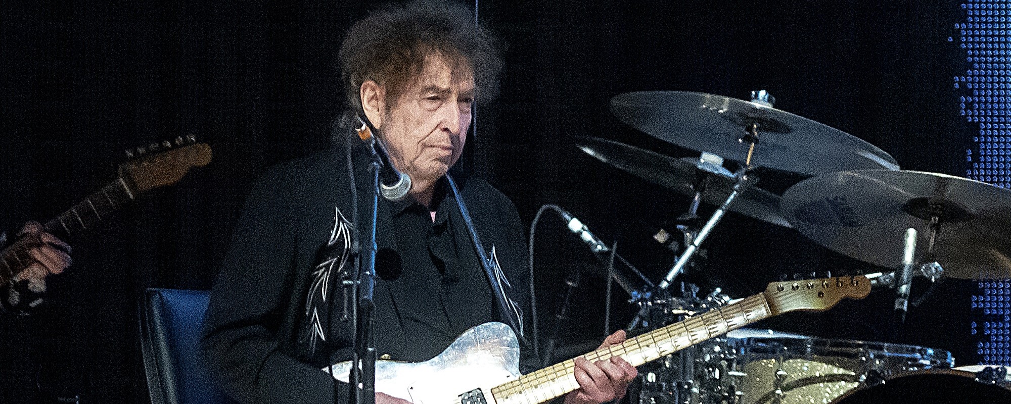 Bob Dylan and fellow musicians during a live performance