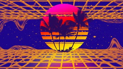 Retro 80’s Neon Synthwave Sunset Design