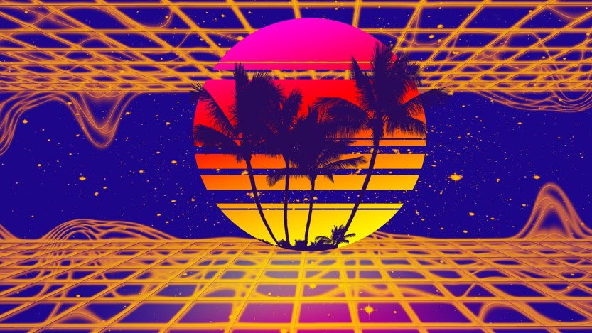 Retro 80’s Neon Synthwave Sunset Design