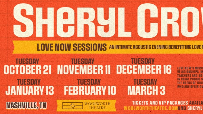 Sheryl Crow Announces the “Love Now Sessions,” a Series of Intimate Acoustic Shows in Nashville Benefiting Local Charities