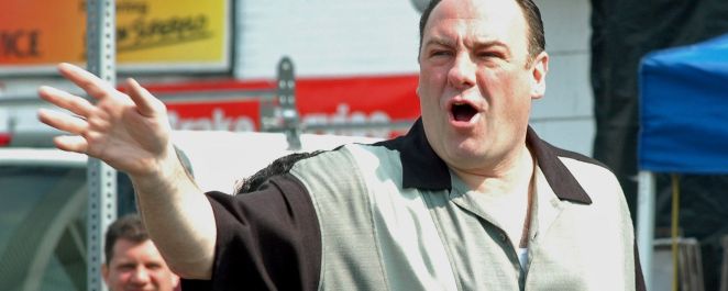 James Gandolfini on television set for 'The Sopranos'
