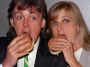 Paul and Linda McCartney eating veggie burgers