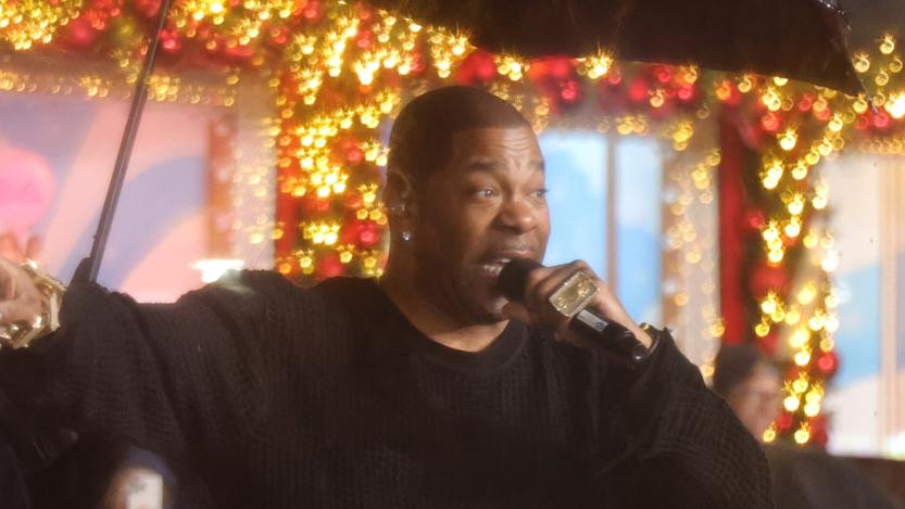 Busta Rhymes might be lip-synching in preparation for the Macy's Thanksgiving Day Parade