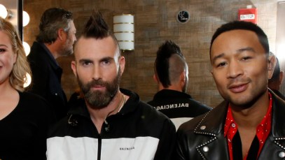 Kelly Clarkson, Adam Levine, and John Legend