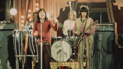 The Rolling Stones performing in 1968, the year "Sympathy for the Devil" came out
