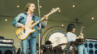 LONDON - SEPTEMBER 15 : Bass player Tim Bogert, drummer Carmine Appice and guitar player Jeff Beck perform on stage as Beck, Bogert & Appice at Crystal Palace in London, England on September 15, 1973. (Photo by David Warner Ellis/Redferns)