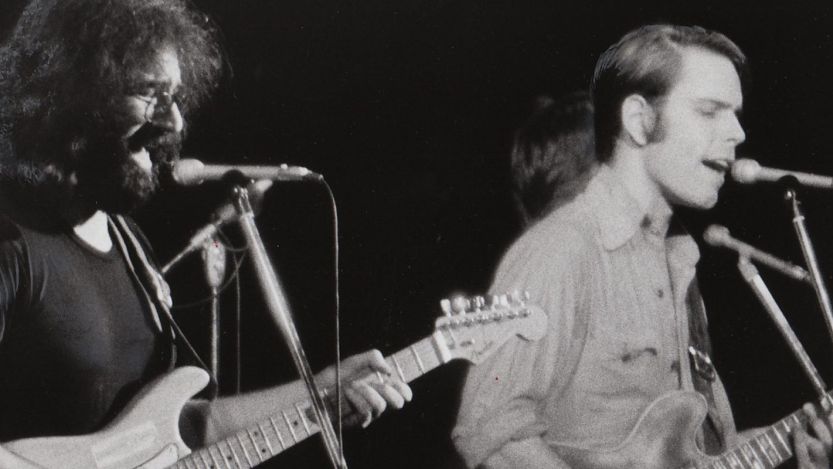 Jerry Garcia and Bob Weir of the Grateful Dead performing