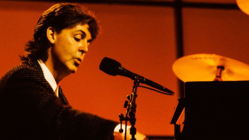 Paul McCartney performing in 1986