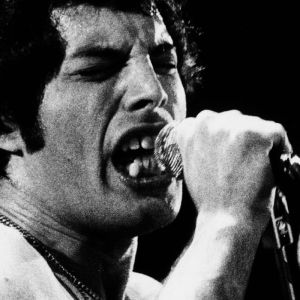 Queen vocalist Freddie Mercury performing