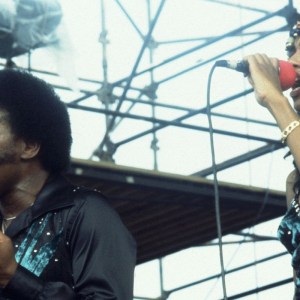 Musicians Herb Fame and Francine 'Peaches' Hurd Barker, better known as the duo Peaches and Herb, perform at Chicagofest, Chicago, Illinois, August 10, 1980. (Photo by Paul Natkin/Getty Images)