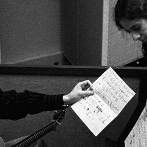 James Taylor and Carole King working in the studio