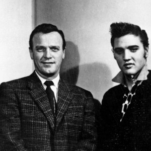 Stephen Sholes with Elvis Presley, Tom Parker, and Eddie Arnold