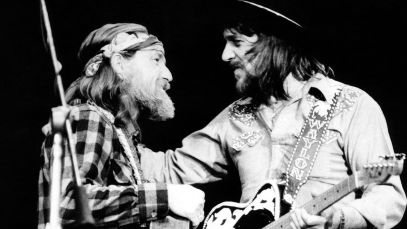 Willie Nelson and Waylon Jennings performing