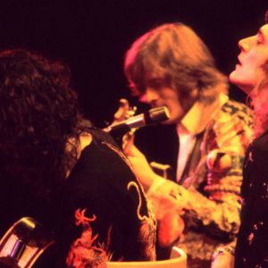 Led Zeppelin performing in 1975