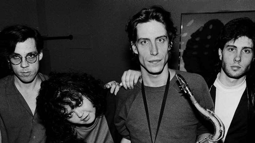 Portrait of the band Romeo Void at the Park West in Chicago, Illinois, October 22, 1982. Left to right, Frank Zincavage, Peter Wood, Debora Iyall, Ben Bossi, and Larry Carter. (Photo by Paul Natkin/Getty Images)