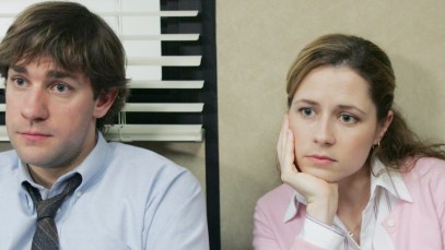 THE OFFICE -- "Drug Testing" Episode 20 -- Aired 04/27/2006 -- Pictured: (l-r) John Krasinski as Jim Halpert and Jenna Fischer as Pam Beesly -- Photo by: Chris Haston/NBCU Photo Bank