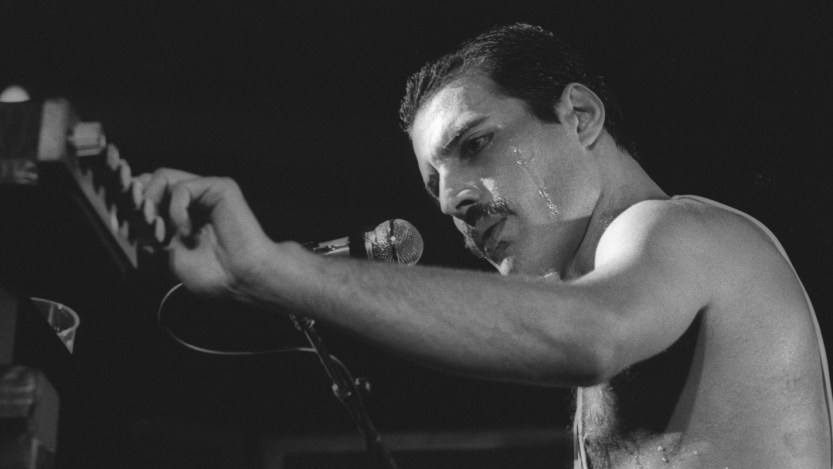Freddie Mercury (1946-1991), British singer-songwriter and member of the band Queen, during a concert at Bercy. Paris (12th arrondissement), September 18, 1984. (Photo by Christian Rose/Roger Viollet via Getty Images)