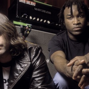 Portrait of the band Local H at Northern Illinois University in DeKalb, Ilinois, February 17, 1999. They are Scott Lucas, left, and Joe Daniels. (Photo by Paul Natkin/Getty Images)